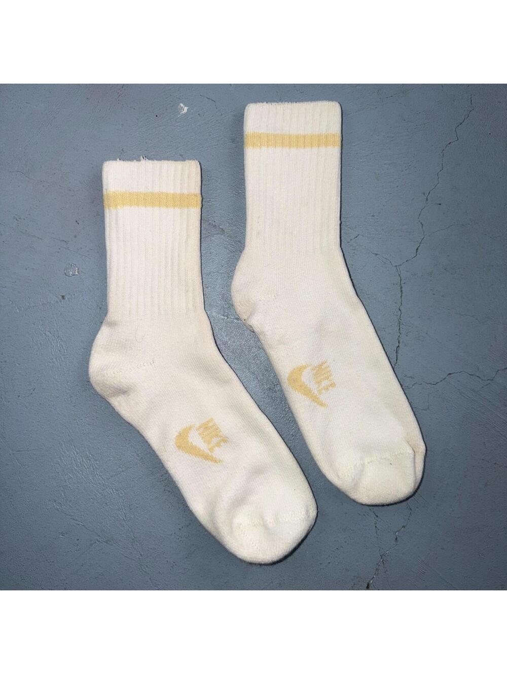 VTG 80s Nike Quarter Socks Swoosh USA White Yellow Air Max 1 1986 RARE
